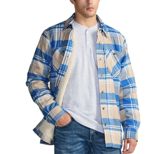 Wholesale Streetwear <b>Flannel</b> Shirt <b>Jacket</b> Long Sleeve Plaid Polyester Lined Breathable - Product Image 4