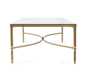 Mesa de Centro Moderna Rectangular con Tapa de Vidrio y Marco de Metal, Mesa de Salón con Aspecto de Mármol - Product Image 3