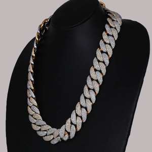 Cadena Cubana Hip Hop Elegante de 22 Pulgadas con Moissanita VVS de Corte Brillante, Chapada en Plata de Ley 925, Collar para Hombre para Fiesta - Product Image 3