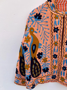 Veste courte coupe-vent en coton matelassé Suzani TNT |   Vêtements d'extérieur brodés style festival pour l'hiver/le printemps/l'automne |   Réversible - Product Image 2