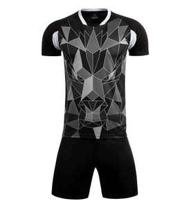 Conjunto de Camiseta de Fútbol para Hombre, Estampado Geométrico, Negro, Manga Corta, Absorbe la Humedad, Transpirable, Secado Rápido, Ajuste Atlético, Uniforme - Product Image 5