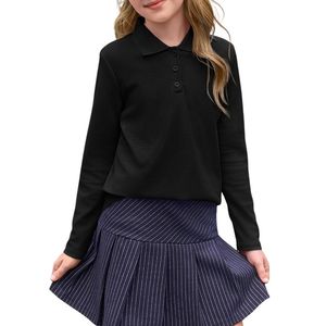 Camisetas Polo de Manga Larga para Niños, Personalizadas para Niñas, Cuello Clásico, Ropa Escolar Elegante, Camisetas Polo Casuales Modernas - Product Image 4