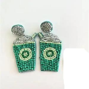 Pendientes de moda con bordados artesanales, hechos a mano con cuentas, para mujeres y niñas, de la India. - Product Image 3