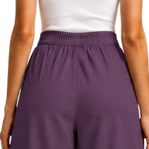 Pantalones Palazzo de Algodón Bordados de Pierna Ancha Morados Personalizados para Mujer con Estampado Floral Blanco y Cintura Alta - Ropa de Moda Personalizada - Product Image 6