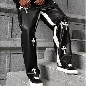 Jeans en cuir de vache véritable pour homme, pantalon en cuir droit pour motard, au meilleur prix - Product Image 1