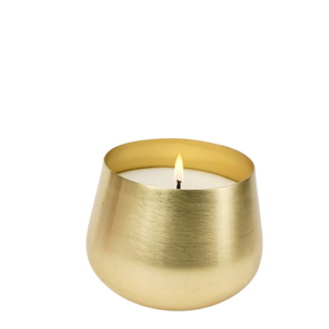 Portavelas Votivo de Latón Cepillado con Cera Blanca y Llama Encendida, Organizador de Escritorio, Perfecto para Decoración de Mesa - Product Image 1