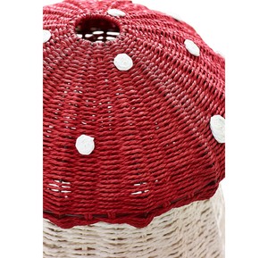 Mushroom Rattan Storage <b>Basket</b> with Lid Red Woven <b>Plant</b> Shaped Toy Organizer Bin Cute Woodland Nursery Hamper - Product Image 3