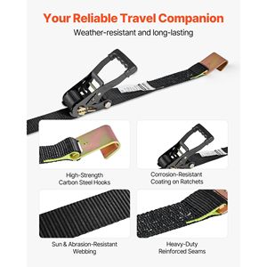 Kit de fixation de roue avec sangle de remorque de type pneu, kit de fixation pour voiture, crochet plat, résistance à la rupture de 10009 lb, attaches à cliquet - Product Image 6