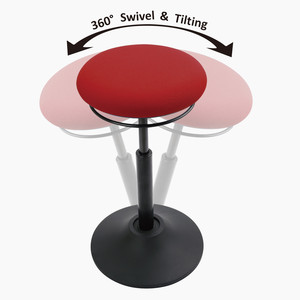 Tabouret de bureau Fashion Moon, siège pivotant, hauteur réglable, rouge, tabouret oscillant, réglable pour le bureau - Product Image 2