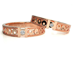 925 Sterling Silver Rose Gold Plated Geometric <b>Couple</b> <b>Rings</b> - Product Image 2