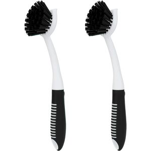 Set di 2 Spazzole per Piatti con Manico e Raschietto Integrato per Lavello, Pentole e Padelle - Spazzole per Pulizia Facile - Product Image 1