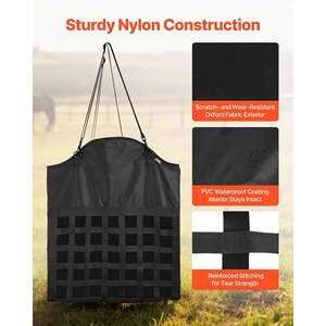 Bolsa de Heno para Caballos, Construcción de Nailon Premium, Revestimiento Impermeable de PVC, Correas de Suspensión Ajustables, Ganchos Metálicos, Cuidado de Caballos Lentos - Product Image 3