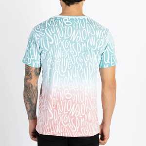 Camiseta de Manga Corta para Hombre, Cuello Redondo, con Estampado de Letras, Color Degradado, Corte Regular, Estilo Casual, 100% Algodón Jersey - Product Image 2