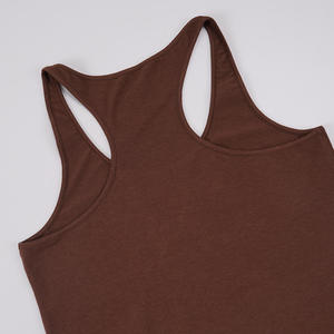 Camiseta sin mangas de punto de color liso para hombre, cuello redondo, estilo casual, chaleco marrón sin mangas, conjunto casual ajustado para verano - Product Image 6