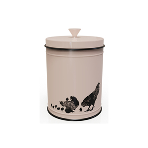 Contenedor de Alimentos Metálico con Diseño Retro de Pollo, Forma Cilíndrica, Tapa Hermética, para Uso en la Cocina - Product Image 1