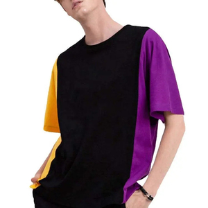 เสื้อยืดคอกลมแขนสั้นผู้ชาย ลายบล็อกสีตัดกัน แต่งขอบถัก สไตล์ลำลอง ทรงปกติ ลายเรียบ - Product Image 2
