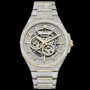 Reloj Automático Skeleton Diamond de Lujo Bicolor con Movimiento Visible, Accesorio de Muñeca Mecánico con Diseño Full Pave - Product Image 1
