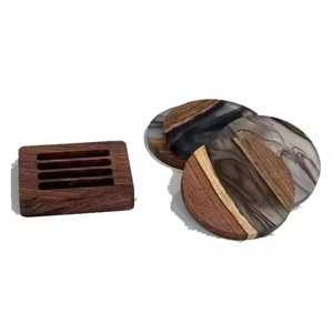 Wholesale Bulk Skill Artisan Eco-Friendly Durable Blank Wood Resin Epoxy <b>Coaster</b> Custom Laser Engraved Logo Pallet Wooden <b>Drink</b> - Product Image 2