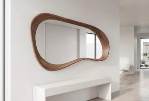Miroir mural rond encadré en bois naturel fait main moderne - Product Image 2