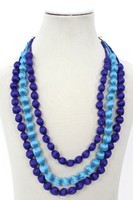 Collier Bohème en Tissu Fait Main avec Perles, Forme de Boule Multicolore Bleue pour Femme, Ras-de-cou Écologique Personnalisable