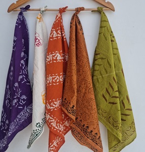 Handmade Cotton Bandana Block Print Scarves Boho <b>Head</b> <b>Wrap</b> Indian Floral Bandanas Assorted Hair Scarves Summer Fashion Scarves - Product Image 6