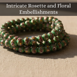 Perles en verre artisanal de 12 mm de couleur vert menthe |   Bijoux décoratifs de style gâteau de mariage à motif floral |   Compatible avec les supports de 8 pouces - Product Image 3