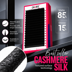 Extensions de cils Charmlash en velours cachemire noir mat, plateaux d'extensions de cils de qualité supérieure, vente en gros - Product Image 1