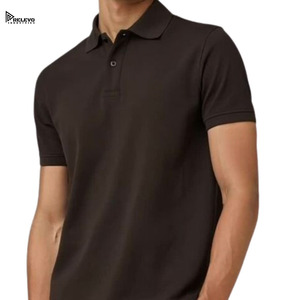 Polo homme Relevo Industries, manches courtes, noir uni, 100% coton, col rabattu. - Product Image 1