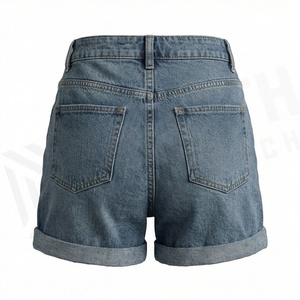 Shorts de Mezclilla Modernos para Mujer, Cintura Alta, Holgados, Transpirables, Estilo Urbano, Casuales de Verano, Tela Elástica, Color Personalizado - Product Image 2