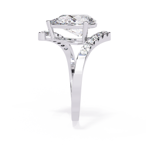 3.0 Ct Emerald Cut Lab Grown Diamond Bezel Setting Men's 14k <b>White</b> Gold Pave <b>Wrap</b> Style IGI Certified Engagement Ring - Product Image 2