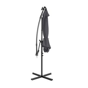 Ombrellone da Patio a Braccio Curvo da 3 Metri con 18 Luci LED, 6 Stecche in Ferro, Palo Dritto e Curvo in Ferro, Copertura Impermeabile in Poliestere per Uso in Palestra - Product Image 2