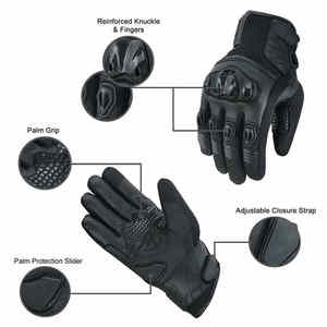 Gants de moto unisexes en cuir véritable pour l'hiver, compatibles avec les écrans tactiles, fermeture à boucle et crochets pour une sécurité accrue lors de la conduite - Product Image 6