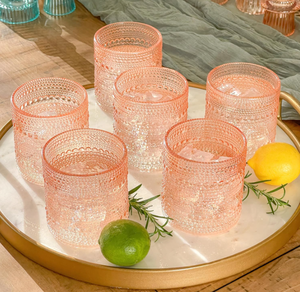 Verres à cocktail, à eau ou à jus rétro vintage en verre, cadeau <span class=keywords><strong>de</strong></span> luxe pour hôtesse ou <span class=keywords><strong>de</strong></span> déménagement, verre à vin gaufré - Product Image 4