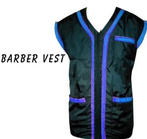 Gilet de barbier pour homme sans manches, tissé, col en V, bordure contrastante, couleur unie, coupe classique - Product Image 1