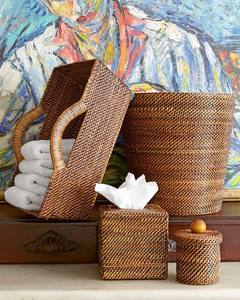 Hot Selling Natural <b>Rattan</b> <b>Storage</b> Basket with Handles Sustainable Daily Use Colorful Functional Made in Vietnam - Product Image 5
