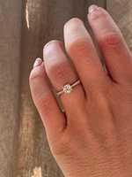 Bague de promesse solitaire en or massif 14 carats avec diamant de laboratoire taille brillant, sertie demi-pavé à griffes, 0,60 ct, certifiée IGI, plaquée rhodium