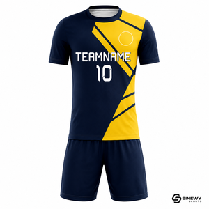 ชุดฟุตบอลสั่งทำ SINEWY SPORTS สำหรับผู้ชาย สีกรมท่า-เหลือง พิมพ์ลายแบบ Sublimation ระบายเหงื่อได้ดี แขนสั้น ชุดทีม - Product Image 2