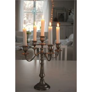 Candélabre de luxe chromé à 5 lumières, porte-bougies coniques, grand chandelier en métal pour événements, mariages, décoration intérieure, centre de table - Product Image 4