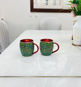 Handmade Hammered <b>Copper</b> Mug, Colourful Enamel Moscow Mule <b>Cup</b>, Hand Painted <b>Copper</b> Moscow Mule Mugs, Groomsmen Gift, - Product Image 5