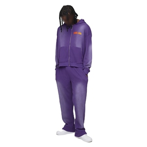 Survêtements d'hiver pour hommes à fermeture éclair, en molleton de coton, style streetwear, ensembles 2 pièces, personnalisables avec logo, vente en gros - Product Image 4