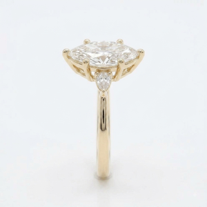 Bague de fiançailles classique en or jaune 18 carats avec pierres latérales en diamant de laboratoire taille marquise et certifiées IGI, 3-4g, bijoux pour femmes - Product Image 3