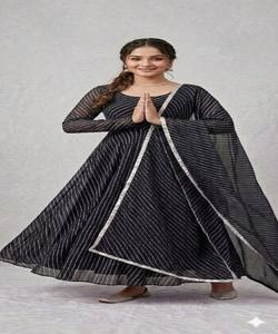 NUEVA COLECCIÓN Vestido de Trabajo para Mujer en Tela Georgette de Algodón con Estampado y Dupatta, Ropa Festiva, Precio al por Mayor, Prenda Étnica, Multicolor - Product Image 1