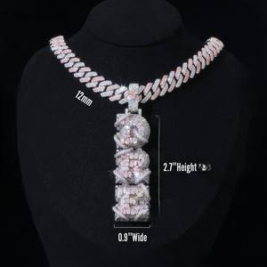 Colgante Vertical de Moissanita con Letra Personalizada, Amuletos Modernos de Plata Esterlina 925 Certificada para Unisex - Product Image 3