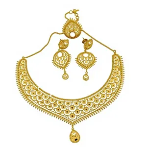ชุดสร้อยคอและต่างหูเจ้าสาวชุบทองคำ 24K สไตล์แอฟริกันสุดหรู - Product Image 2