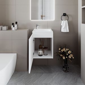 Mobile da Bagno Haigleer Creek di FM FURNITURE con Lavabo e Rubinetto Integrati, Bianco - Product Image 4