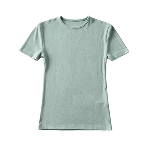 T-shirt à manches courtes col rond uni pour femme, style streetwear, tricoté, coupe classique, décontracté, à porter toute l'année - Product Image 3