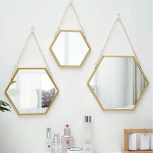 Hexagon Shape Wall Hanging Mirror Perfect For Living Room Bedroom And Entryway Adds Modern Geometric Decor Appeal From India - Product Image 1