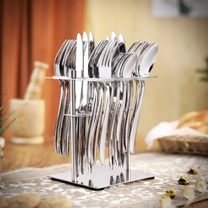 Support de rangement pour cuillères et fourchettes en acier inoxydable, organisateur de vaisselle de mariage, design classique, écologique, manche long - Product Image 1