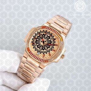 Reloj de Cuarzo Analógico para Mujer Charm Jewells, Oro Amarillo, Caja Redonda de 38 mm, Esfera de Zafiro, Cierre Plegable, Estilo de Lujo y Moda - Product Image 1