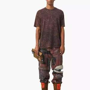 T-shirt vintage délavé à l'acide pour homme, coupe ample personnalisée, 100% coton, t-shirt décontracté - Product Image 5